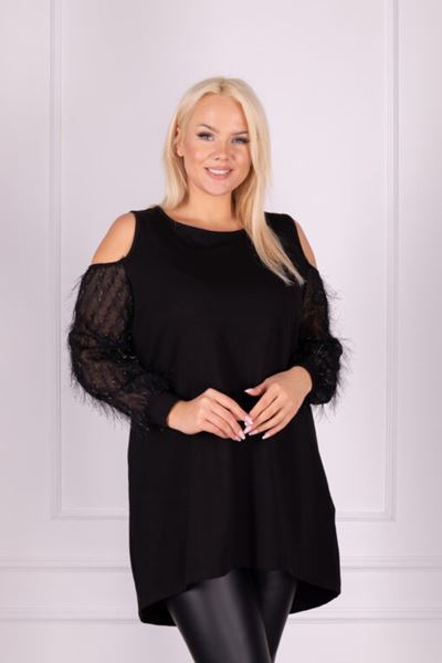 Picture of PLUS SIZE TOP WITH COLD SHOULDER AND FASHION SLEEVE